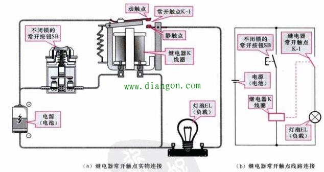继电器常开触点的控制关系 