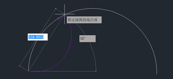 CAD不打断圆弧测量获得某一段的长度