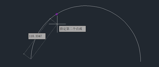 CAD不打断圆弧测量获得某一段的长度