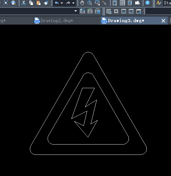 CAD画“小心触电”图标的步骤