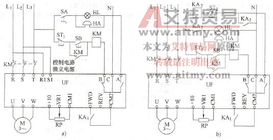 变频器报警输出端的应用示例