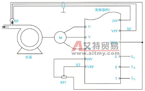 单台水泵实现变频调速恒压供水时变频器的连接