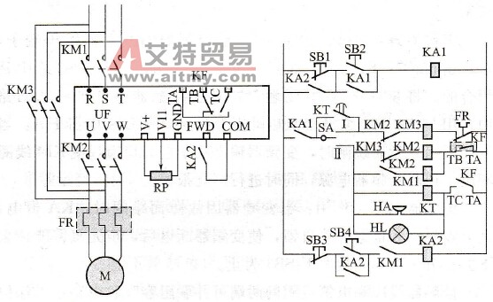 电动机变频器工频与变频切换线路是怎么样的？