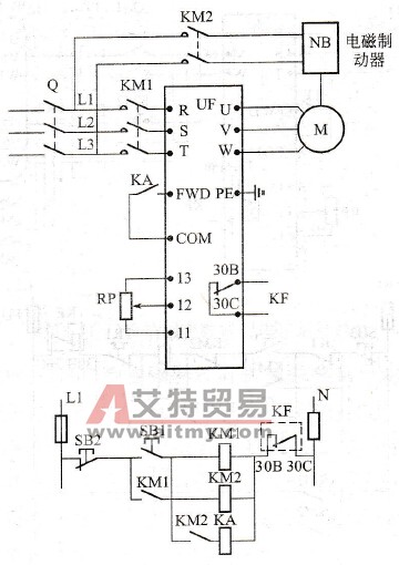 电磁控制电动机变频调速运行线路是怎么样的？