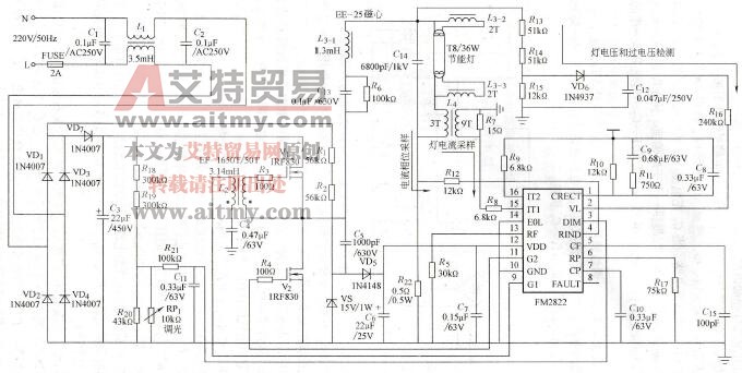 FM2822型可调光荧光灯电子镇流器控制器及其应用