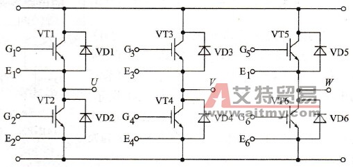 六管式IGBT模块内部典型结构