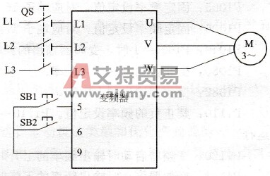 变频器控制电动机正反转接线图