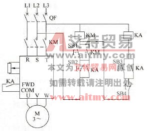 变频器的电动机正转运行控制电路
