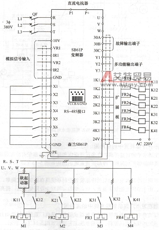 SB61P变频器一拖四电路图
