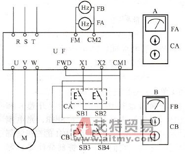 SB61变频器利用升、降速端子的多处控制方式