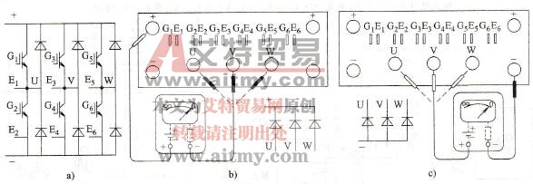 变频器中从逆变桥模块测量各反并联二极管