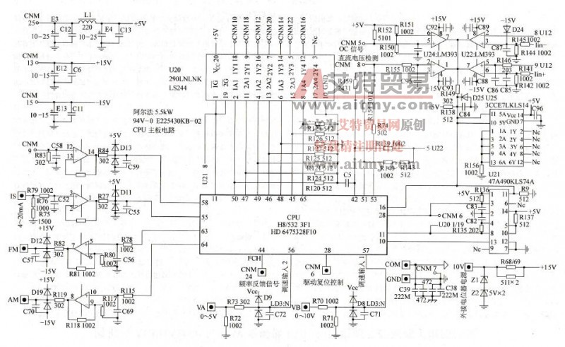 阿尔法ALPHA2000 5.5kW变频器脉冲电路、故障检测电