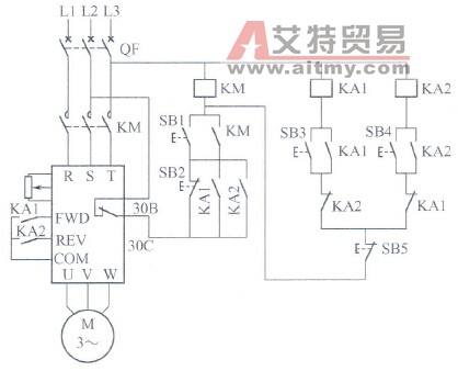 变频器控制电动机正反转电路