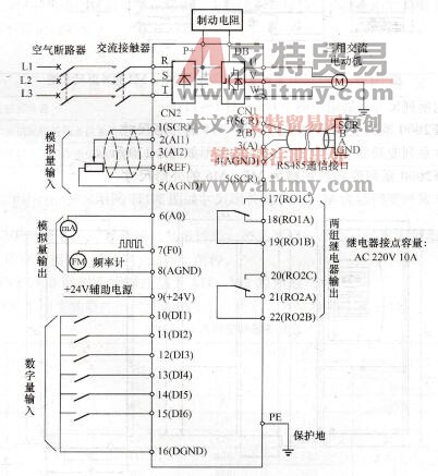 TVF2000系列变频器基本接线原理图