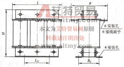 交流输入电抗器的外形尺寸示意图