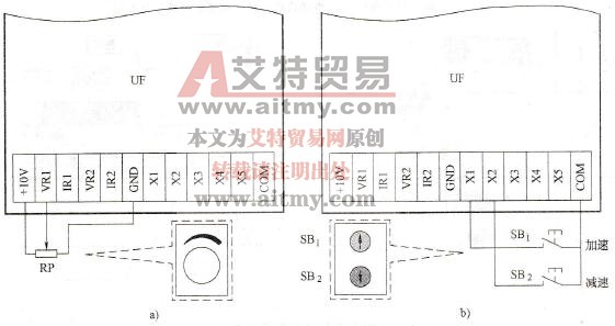 变频器用加、减速按钮代替电位器