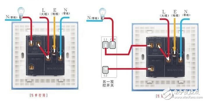 墙壁开关怎么接线_墙壁开关插座安装图解_灯单开关接插座接线图