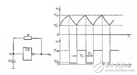 施密特触发器的作用_施密特触发器的应用_用TTL门构成的施密特触发器