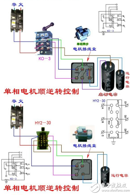 单相电机的电容接线方法图解