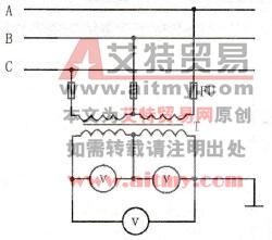 交流/直接两用电压表间接测量三相交流电压电路