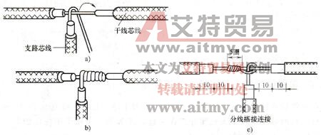 单股铜芯导线的T形分支连接法