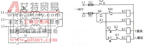 Y-△启动器主回路和控制回路