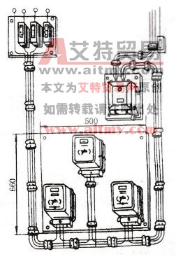 三只单相电能表“品”字形装置电能表表板安装方式示意图