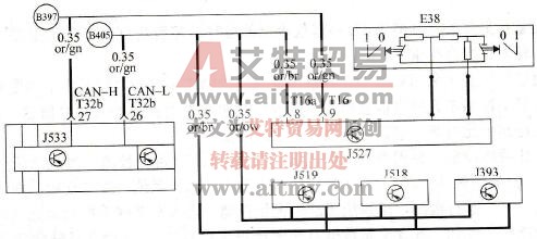 大众途锐轿车开左前转向灯时，左前转向灯不亮故障排除技术方法