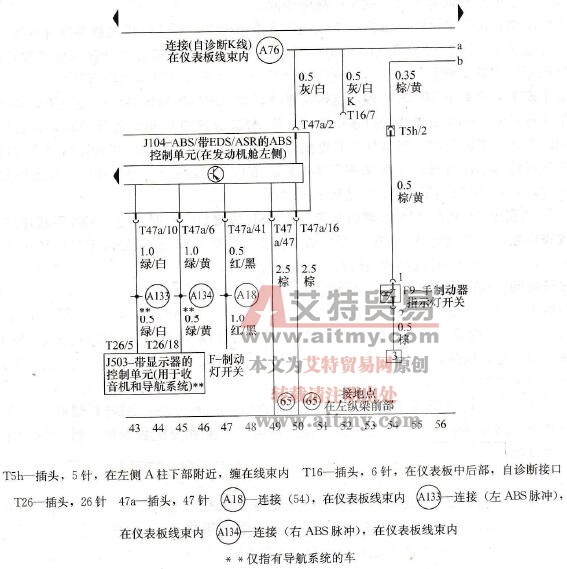 宝来1.8L轿车ABS和ASR故障灯常亮故障排除技术方法