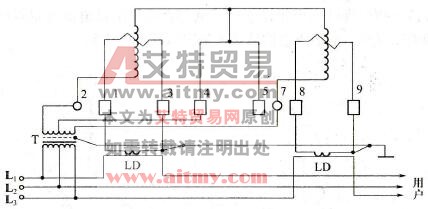 DS8型100V、5A万用互感式三相三线制电度表的接线