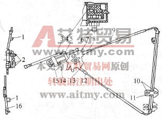 桑塔纳2000电动车门窗玻璃升降器的结构