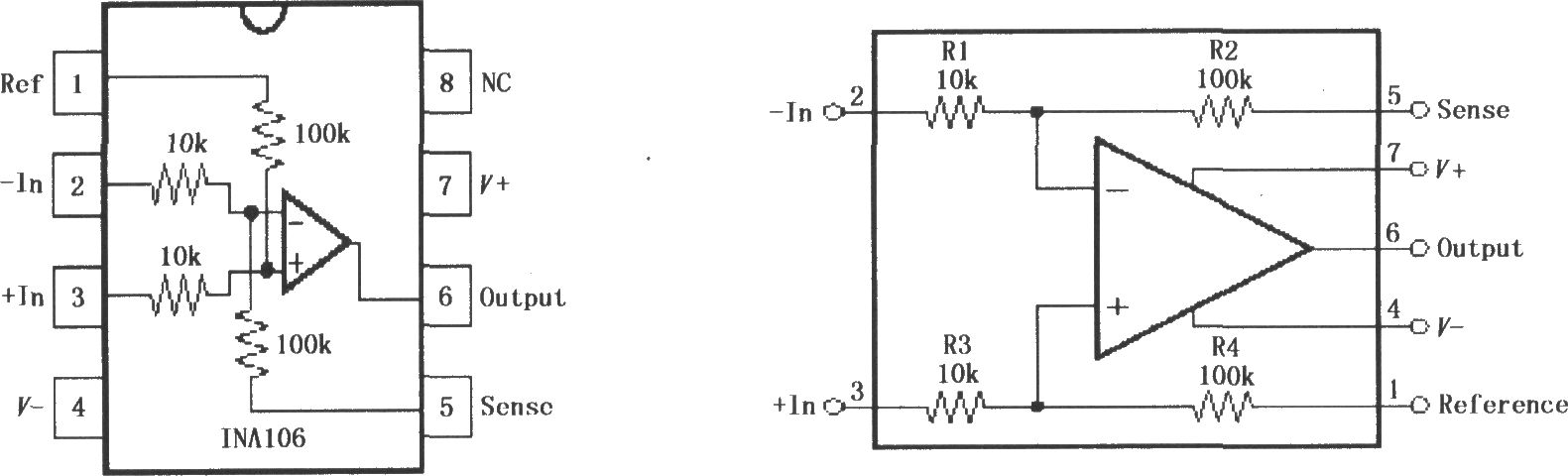 INA106精密增益差分放大器