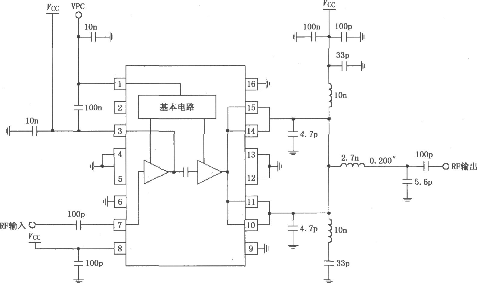 RF2131在4.8V电源供电时的最佳效率功率放大电路