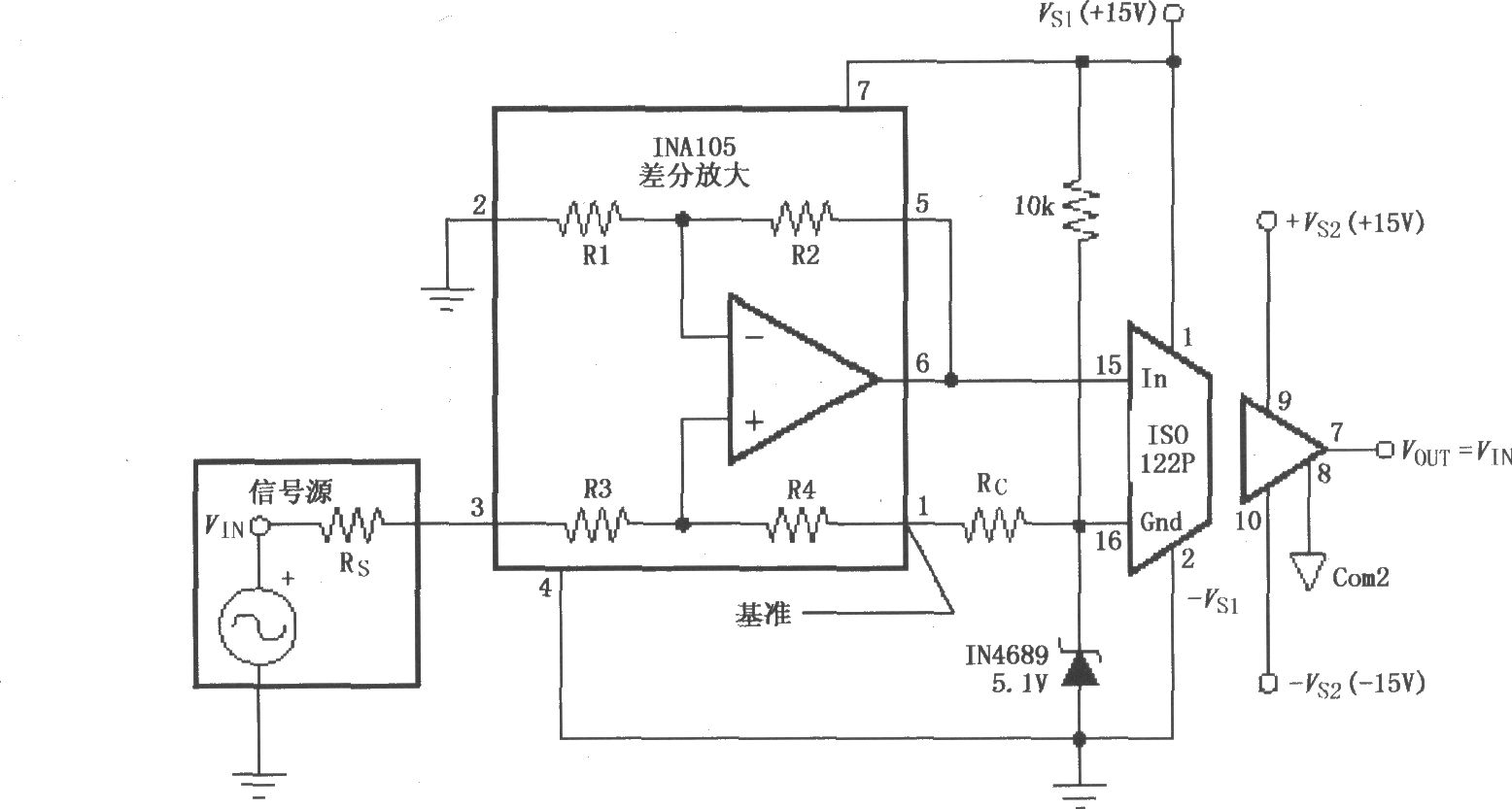 ISO122P／124的单电源工作电路