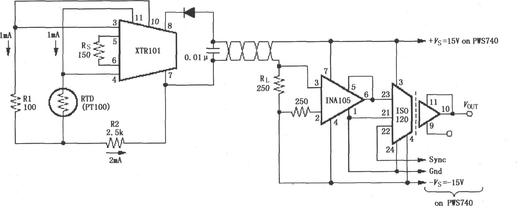 检测4～20mA环路仪器放大电路(ISO120、