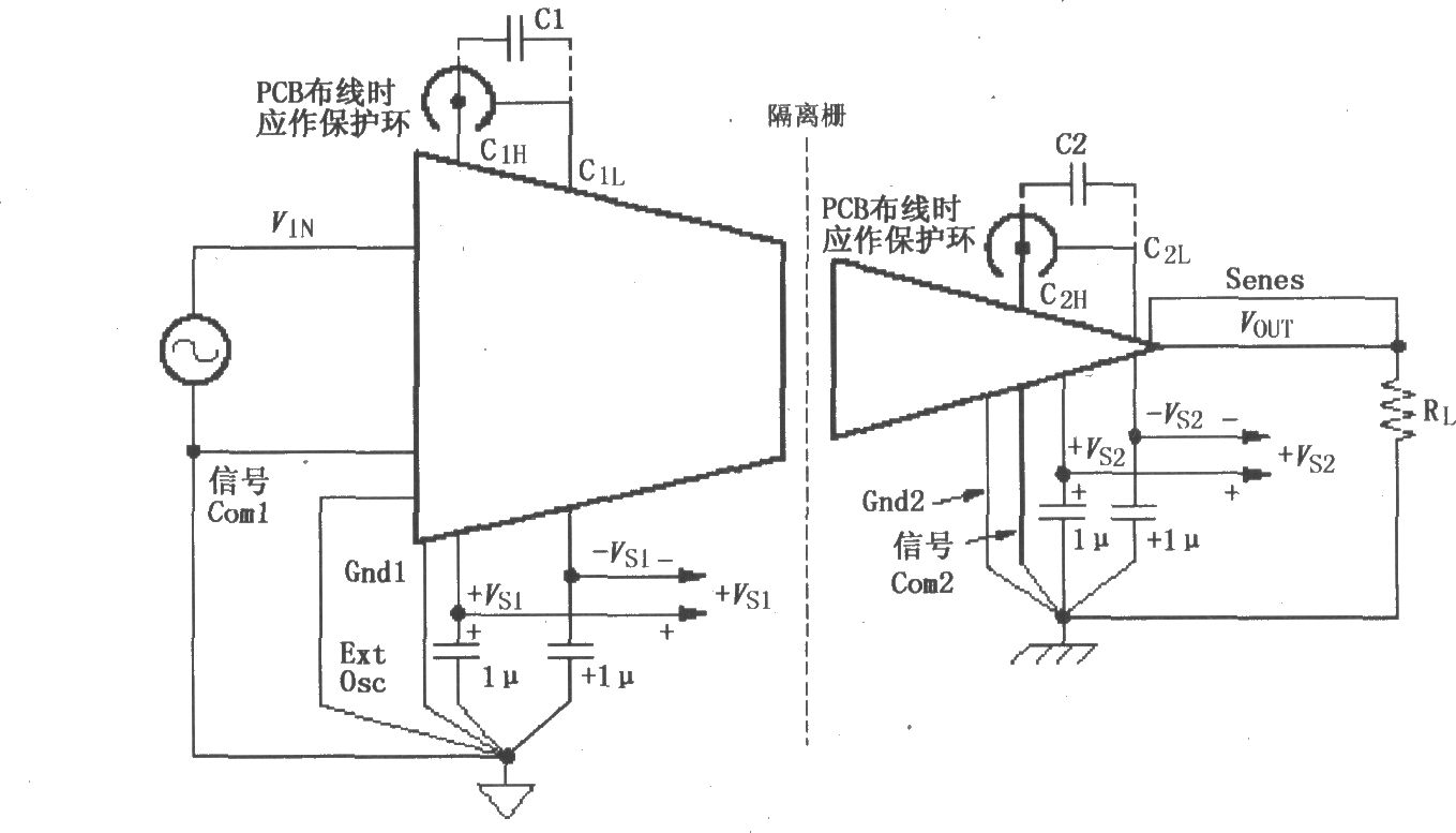 ISO120／121的信号与电源的基本连接电路