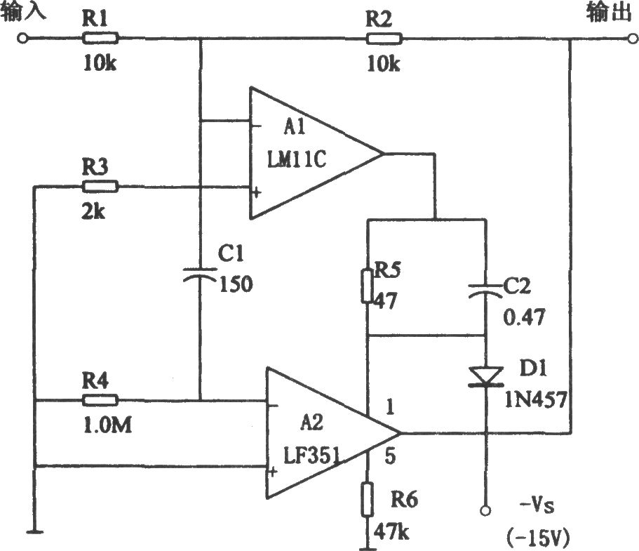 高精度低偏置电流跟随器(LM11、LF351)