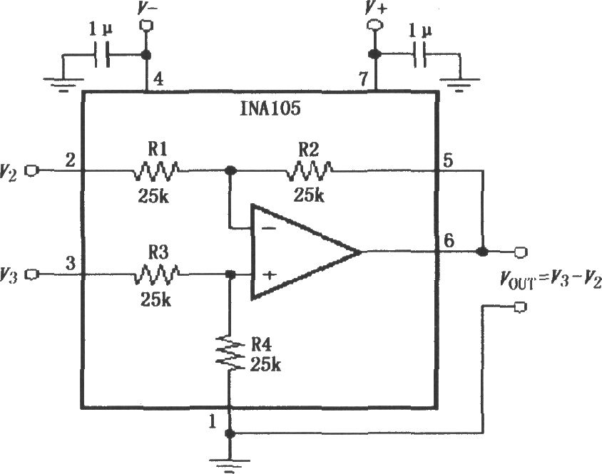 INA105基本供电和信号连接电路