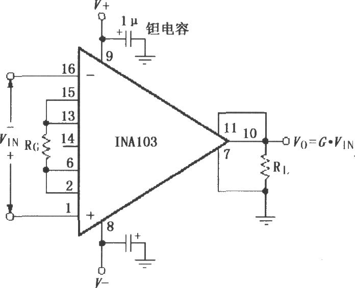 INA103的基本连接电路