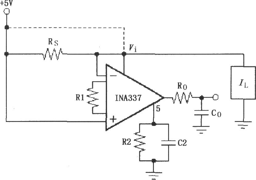 由INA337构成的负载电流的高端分流测量电路