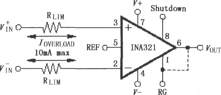 由INA321／322构成的输入电流保护电路