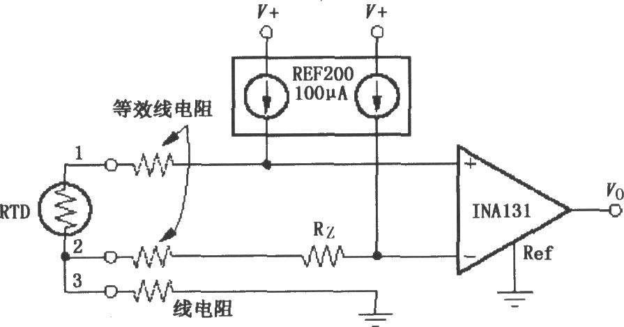 由INA131构成的RTD温度测量电路