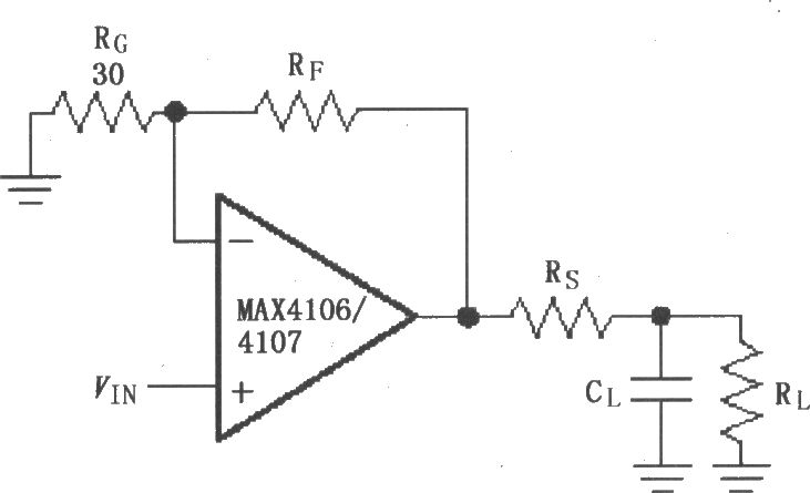 由MAX4106／4107构成的驱动电容性负载电路