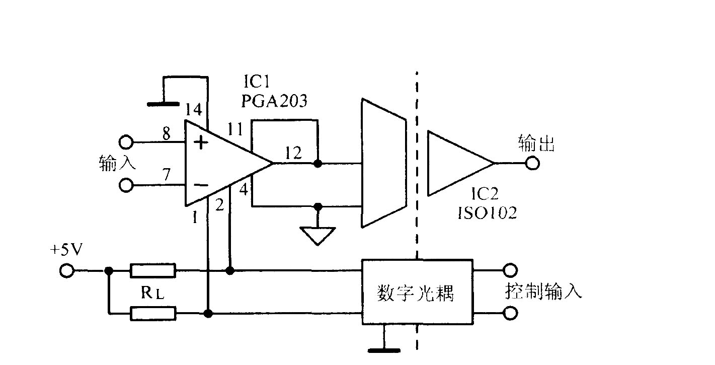 增益可编程隔离放大电路