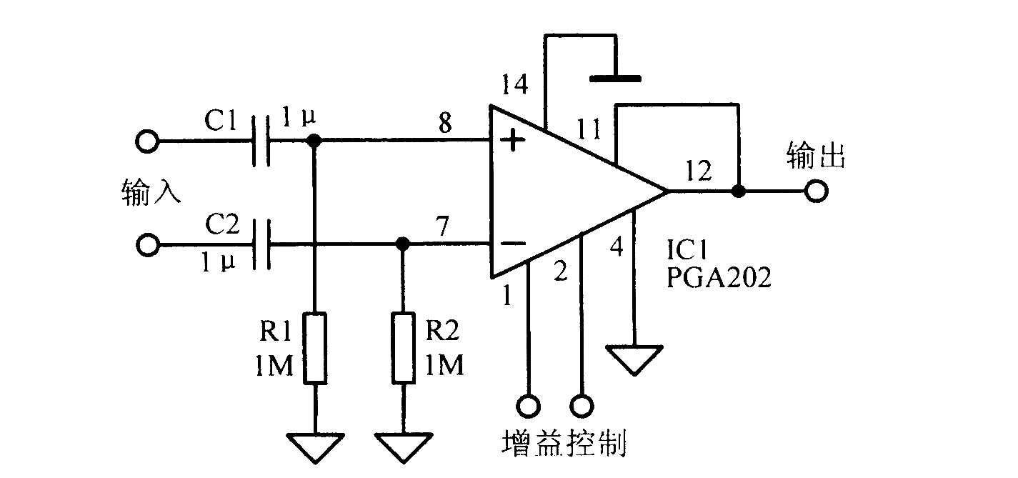 增益可编程交流耦合差动放大电路