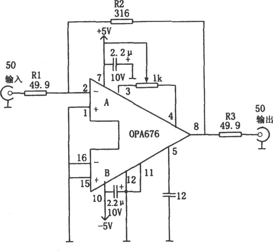 具有50Ω输入／输出阻抗的宽带视频放大器(OPA67