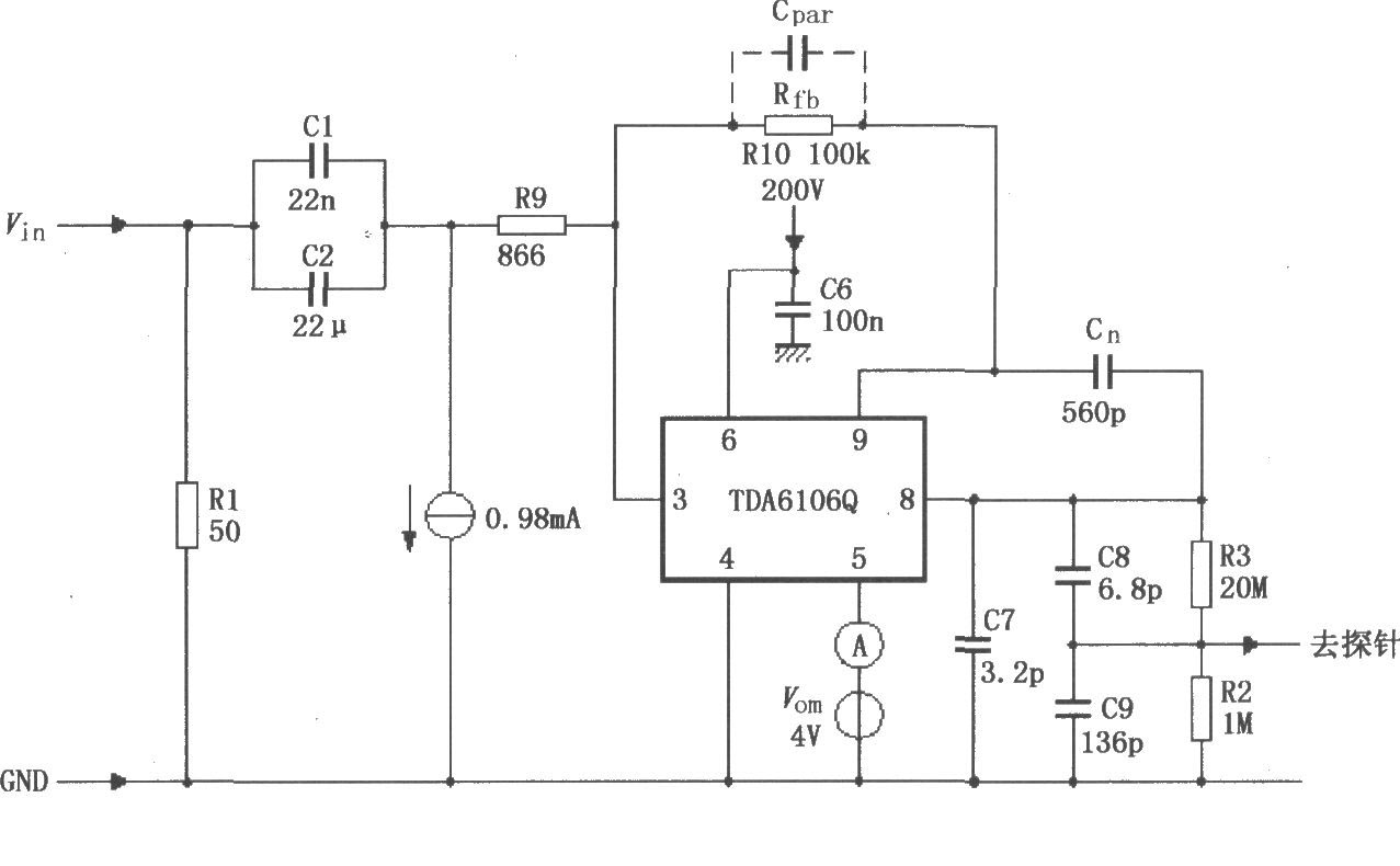 TDA6106Q的具有反馈因数1／116的测试电路