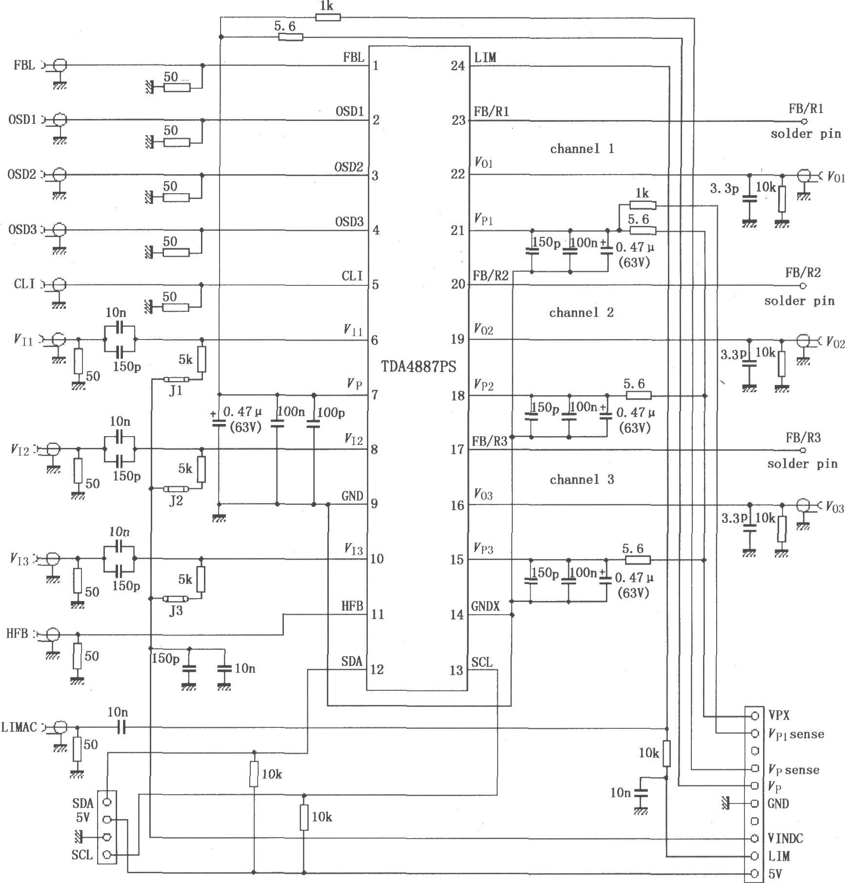 TDA4887PS利用内部正反馈的测试电路