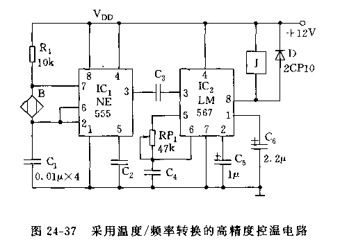 555采用温度／频率转换的高精度控温电路