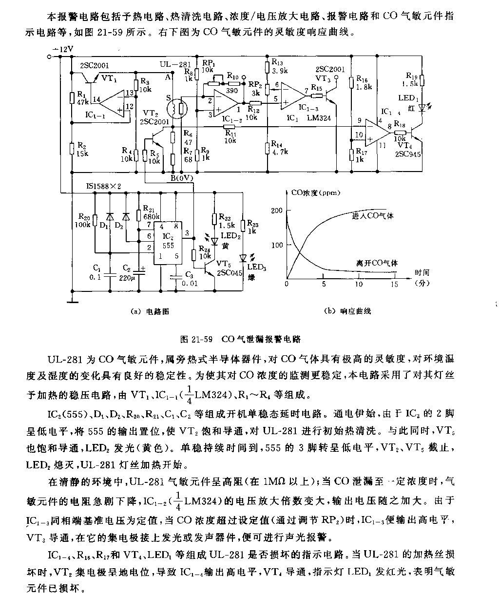 555CO气泄漏报警电路